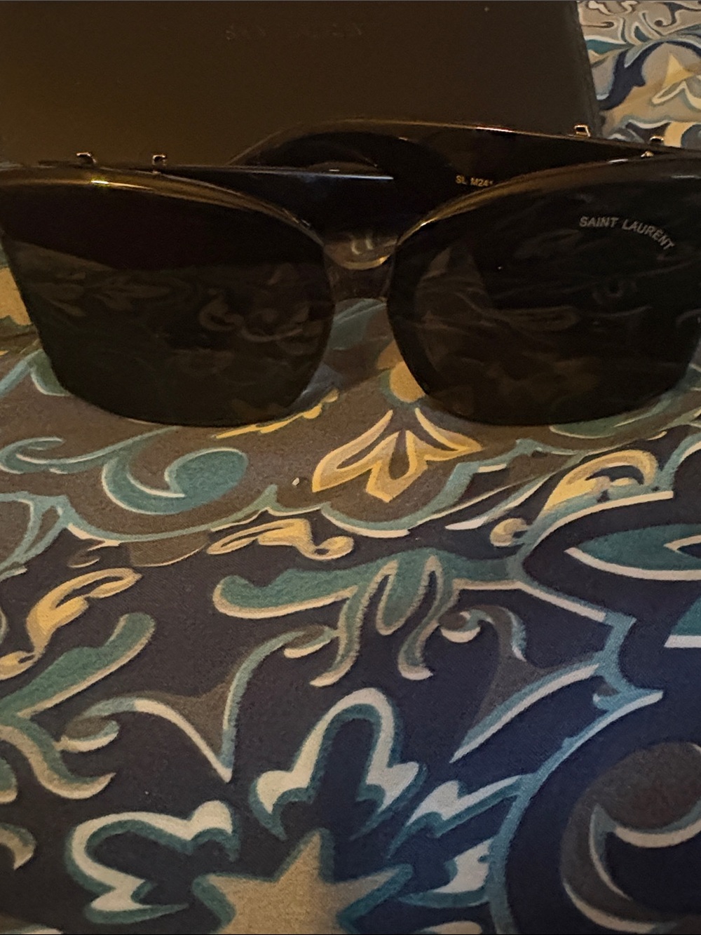 Yves Saint Laurent Black Sunglasses with Gold YSL Temples
